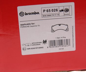 12 749 р. Колодки тормозные передние (4шт.) BREMBO Porsche Cayenne 958 (2010-2014)  с доставкой в г. Пермь. Увеличить фотографию 4