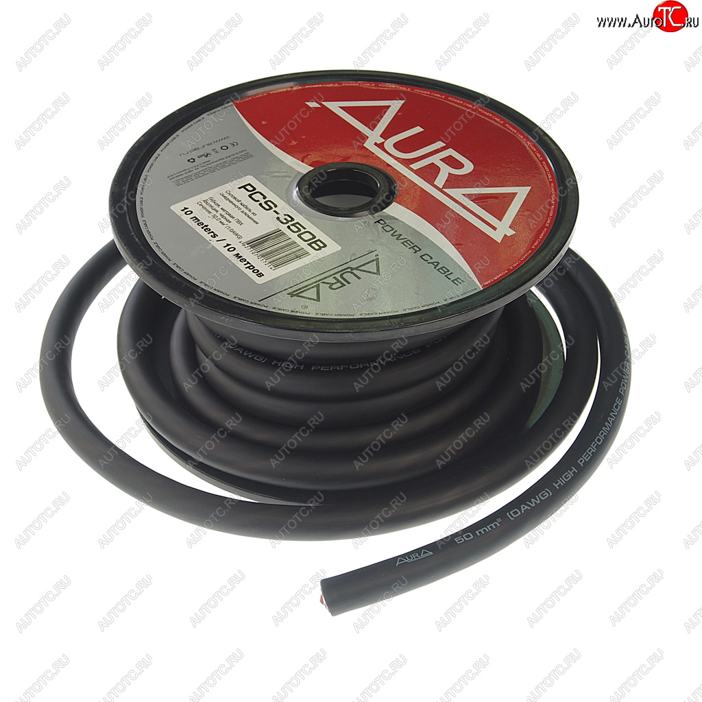 599 р. Кабель силовой 0Ga (55мм) 1м черный AURA AURA pcs-350b 10м  с доставкой в г. Пермь