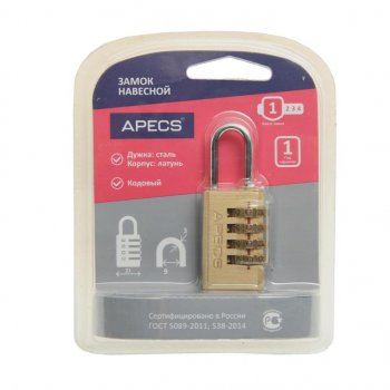 389 р. Замок навесной 21мм кодовый APECS APECS pdb-40-21-code  с доставкой в г. Пермь. Увеличить фотографию 1