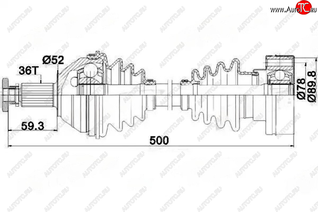 7 999 р. Вал привода VW Polo (01-09) колеса переднего левого PATRON PATRON pds0206  с доставкой в г. Пермь
