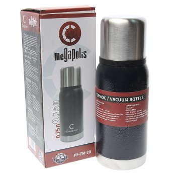1 249 р. Термос 0.75л широкая горловина, сталь, черный Megapolis СЛЕДОПЫТ СЛЕДОПЫТ pf-tm-20  с доставкой в г. Пермь. Увеличить фотографию 1