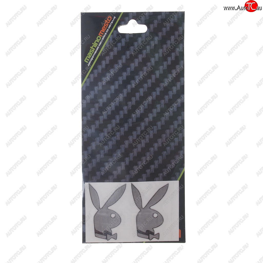 153 р. Наклейка металлическая PlayBoy 25х25мм (2шт.) MASHINOKOM MASHINOKOM pkta 055  с доставкой в г. Пермь