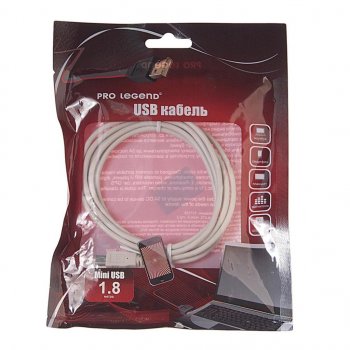 214 р. Кабель mini USB 1.5м PRO LEGEND PRO LEGEND pl1308  с доставкой в г. Пермь. Увеличить фотографию 1