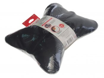 849 р. Подушка на подголовник косточка 30х21см экокожа черная ZIPOWER ZIPOWER pm0473  с доставкой в г. Пермь. Увеличить фотографию 2