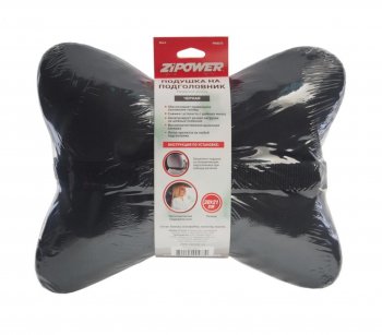 849 р. Подушка на подголовник косточка 30х21см экокожа черная ZIPOWER ZIPOWER pm0473  с доставкой в г. Пермь. Увеличить фотографию 1