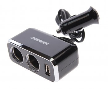 799 р. Разветвитель прикуривателя 2-х гнездовой 12-24V 1USB ZIPOWER ZIPOWER pm6646  с доставкой в г. Пермь. Увеличить фотографию 1