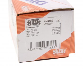 1 569 р. Колодки тормозные KIA Rio (00-02) MAZDA 121 (90-96), 323 (90-96-) передние (4шт.) NiBK NiBK pn5232 NiBK pn5232  с доставкой в г. Пермь. Увеличить фотографию 4