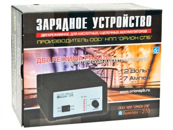 3 899 р. Устройство зарядное 12V 7A 70Ач 220V (2 режима автоматручной) ОРИОН ОРИОН pw-270  с доставкой в г. Пермь. Увеличить фотографию 3