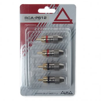 699 р. Штекер RCA комплект 4шт. AURA AURA rca-p612  с доставкой в г. Пермь. Увеличить фотографию 1