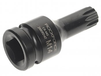 399 р. Бита-головка 12 SPLINE M14 с отверстием ударная ROCKFORCE ROCKFORCE rf-24806014t  с доставкой в г. Пермь. Увеличить фотографию 2
