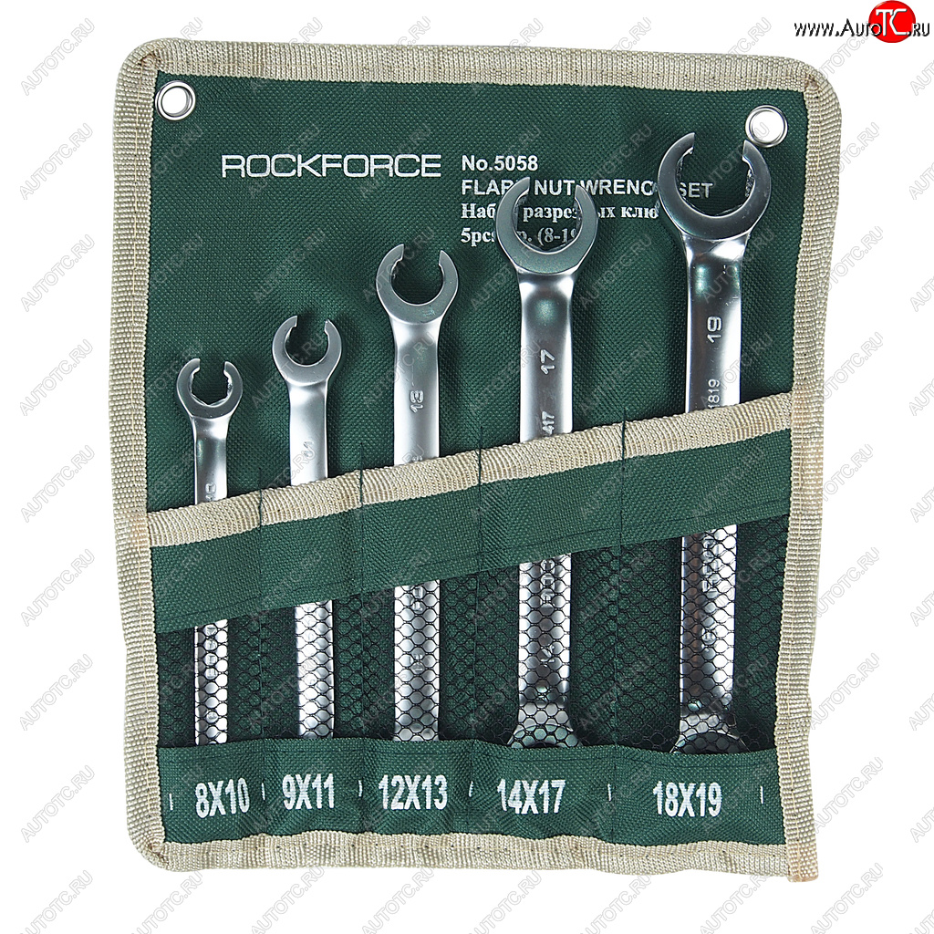 1 959 р. Набор ключей разрезных 8-19мм 5 предметов на полотне ROCKFORCE ROCKFORCE rf-5058  с доставкой в г. Пермь