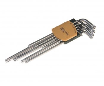 689 р. Набор ключей TORX T10Н-Т50H Г-образных удлиненных 9 предметов с держателем ROCKFORCE ROCKFORCE rf-5098txl  с доставкой в г. Пермь. Увеличить фотографию 1