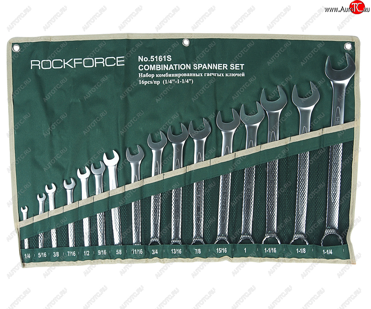 5 699 р. Набор ключей комбинированных 1-1516 16 предметов на полотне ROCKFORCE ROCKFORCE rf-5161s  с доставкой в г. Пермь