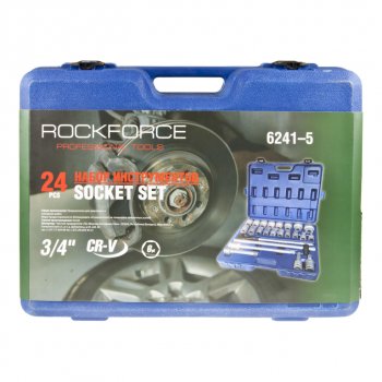 16 699 р. Набор инструментов 24 предмета слесарно-монтажный 34 в кейсе ROCKFORCE ROCKFORCE rf-6241-5  с доставкой в г. Пермь. Увеличить фотографию 2