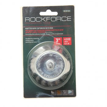 256 р. Кордщетка для дрели чашка 75мм витая сталь в блистере ROCKFORCE ROCKFORCE rf-bcr103  с доставкой в г. Пермь. Увеличить фотографию 1