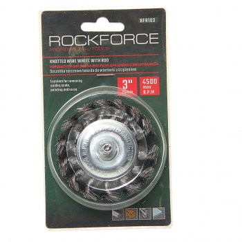 349 р. Кордщетка для дрели дисковая 75мм сталь в блистере ROCKFORCE ROCKFORCE rf-bfr103  с доставкой в г. Пермь. Увеличить фотографию 1