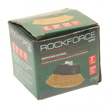299 р. Кордщетка для УШМ чашка 75мм латунь ROCKFORCE ROCKFORCE rf-bwc003  с доставкой в г. Пермь. Увеличить фотографию 3