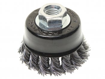 319 р. Кордщетка для УШМ чашка 60мм витая сталь ROCKFORCE ROCKFORCE rf-bwc125  с доставкой в г. Пермь. Увеличить фотографию 1