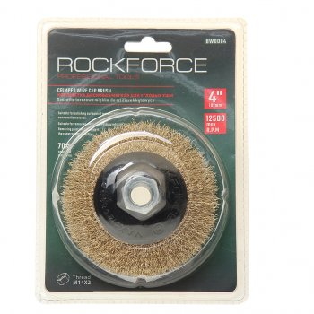 289 р. Кордщетка для УШМ чашка 100мм латунь в блистере ROCKFORCE ROCKFORCE rf-bwd004  с доставкой в г. Пермь. Увеличить фотографию 1