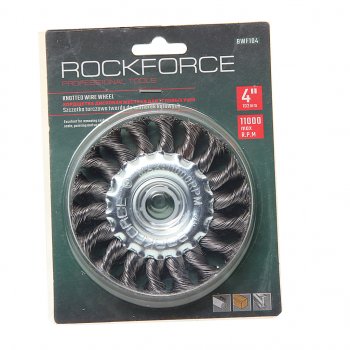 299 р. Кордщетка для УШМ дисковая 100мм витая сталь в блистере ROCKFORCE ROCKFORCE rf-bwf104  с доставкой в г. Пермь. Увеличить фотографию 1