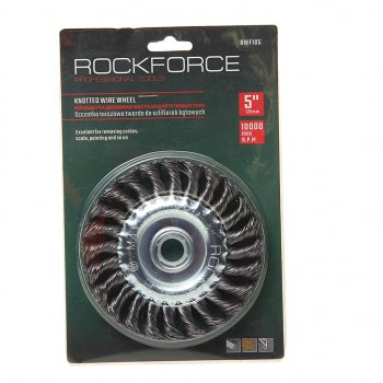 479 р. Кордщетка для УШМ дисковая 125мм витая сталь в блистере ROCKFORCE ROCKFORCE rf-bwf105  с доставкой в г. Пермь. Увеличить фотографию 1