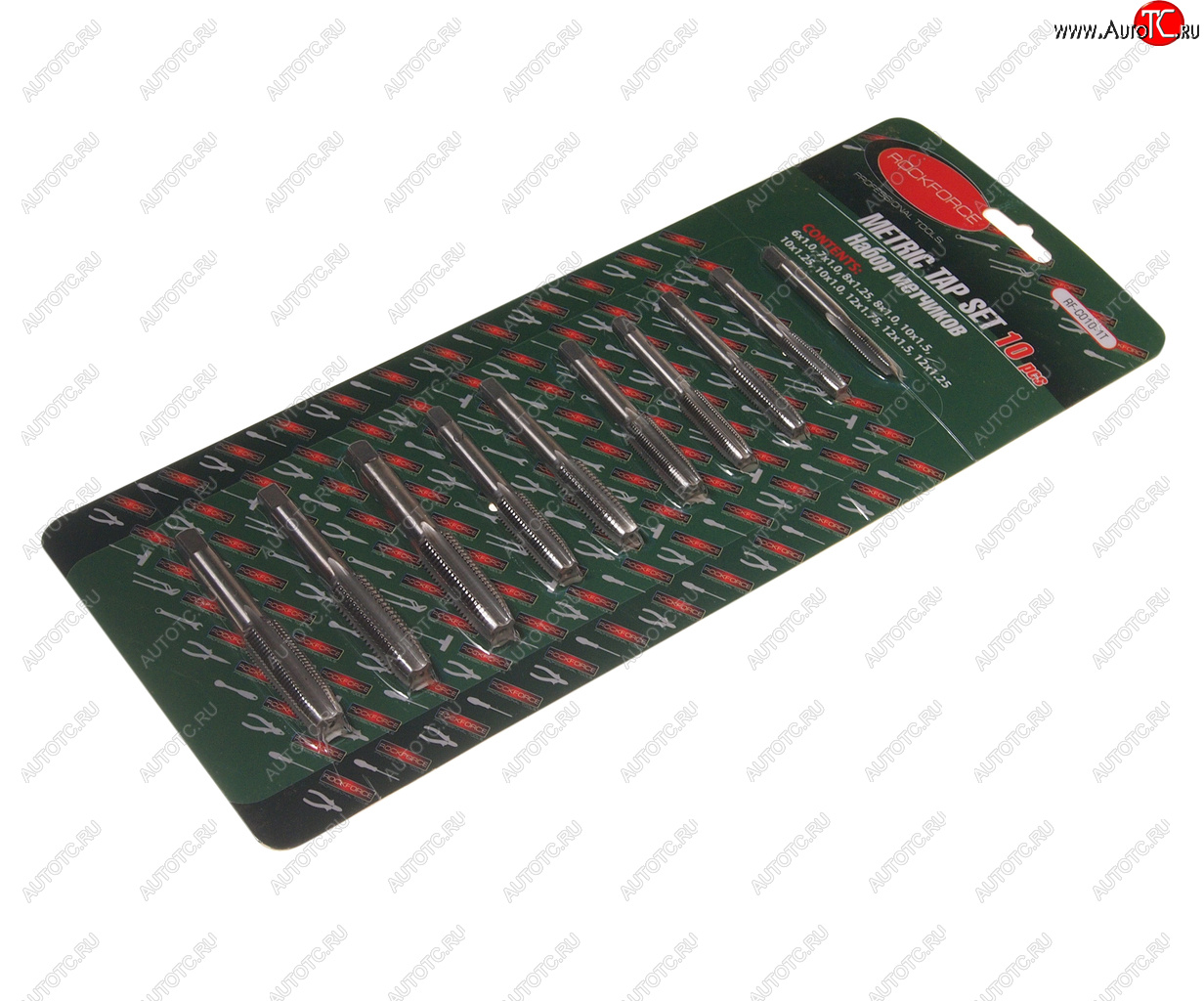 989 р. Набор метчиков метрический 10 предметов ROCKFORCE ROCKFORCE rf-c010-1t  с доставкой в г. Пермь