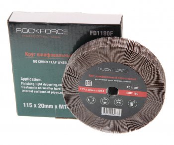 869 р. Круг лепестковый зачистной 115х20мм M14 (Grit 180) ROCKFORCE ROCKFORCE rf-fd1180f  с доставкой в г. Пермь. Увеличить фотографию 1