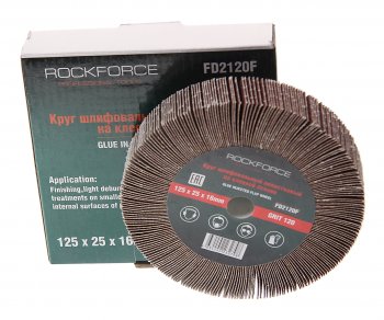 979 р. Круг лепестковый зачистной 125x25x16мм M14 (Grit 120) ROCKFORCE ROCKFORCE rf-fd2120f  с доставкой в г. Пермь. Увеличить фотографию 1