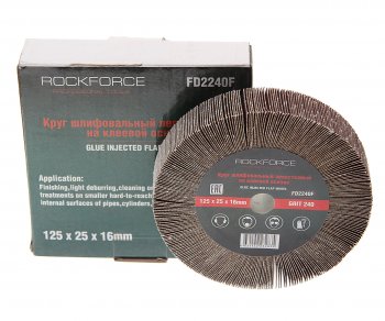 1 099 р. Круг лепестковый зачистной 125x25x16мм M14 (Grit 240) ROCKFORCE ROCKFORCE rf-fd2240f  с доставкой в г. Пермь. Увеличить фотографию 1
