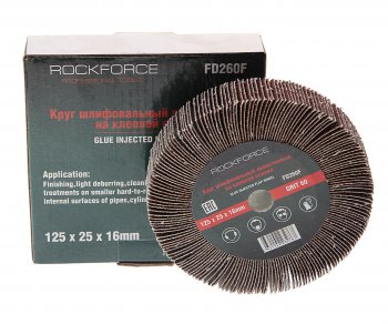 899 р. Круг лепестковый зачистной 125x25x16мм M14 (Grit 60) ROCKFORCE ROCKFORCE rf-fd260f  с доставкой в г. Пермь. Увеличить фотографию 1
