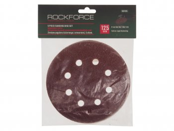 131 р. Бумага наждачная на липучке D125 P40-120 8 отверстий 5шт. ROCKFORCE ROCKFORCE rf-sd125  с доставкой в г. Пермь. Увеличить фотографию 1