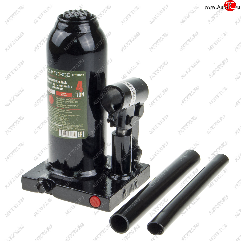 2 249 р. Домкрат бутылочный 4т 194-372мм с клапаном в кейсе ROCKFORCE ROCKFORCE rf-t90404s ROCKFORCE rf-t90404s  с доставкой в г. Пермь