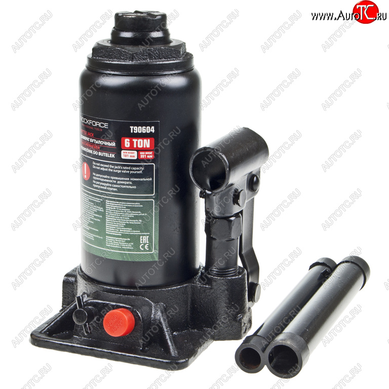 2 699 р. Домкрат бутылочный 6т 181-351мм с клапаном ROCKFORCE ROCKFORCE rf-t90604(ds)  с доставкой в г. Пермь