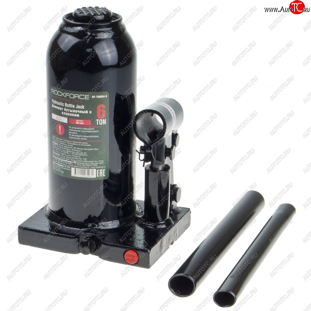 3 299 р. Домкрат бутылочный 6т 181-351мм с клапаном в кейсе ROCKFORCE ROCKFORCE rf-t90604s  с доставкой в г. Пермь