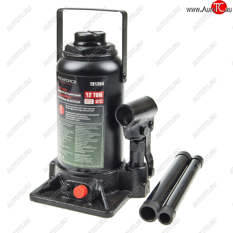 3 789 р. Домкрат бутылочный 12т 217-407мм с клапаном ROCKFORCE ROCKFORCE rf-t91204(ds)  с доставкой в г. Пермь