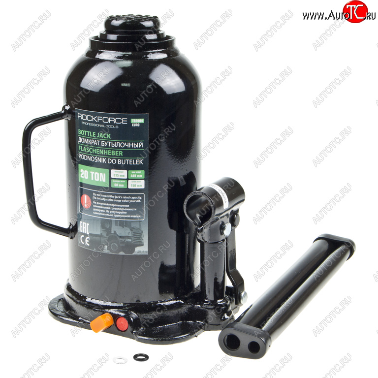 6 199 р. Домкрат бутылочный 20т 235-445мм низкопрофильный ROCKFORCE ROCKFORCE rf-t92004euro  с доставкой в г. Пермь