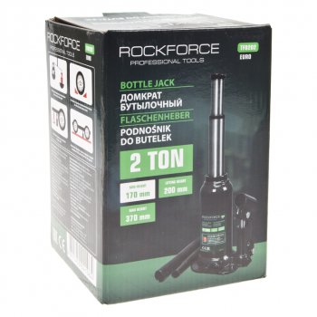4 299 р. Домкрат бутылочный 2т 170-370мм 2-х плунжерный с клапаном ROCKFORCE ROCKFORCE rf-tf0202euro  с доставкой в г. Пермь. Увеличить фотографию 3