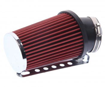 1 399 р. Фильтр воздушный PRO SPORT компакт угловой красный хром d=70 PRO SPORT rs-00769  с доставкой в г. Пермь. Увеличить фотографию 1