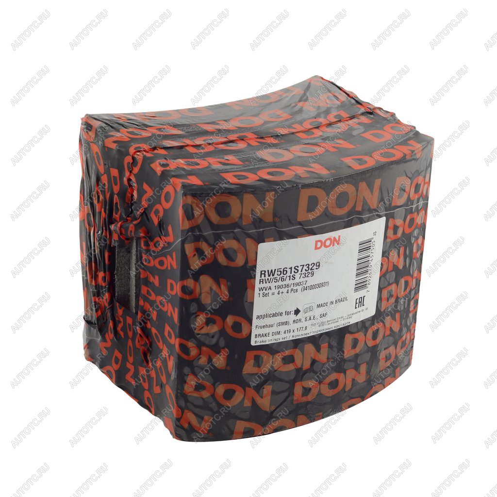 2 299 р. Накладка тормозной колодки SAF (419х178) (стандарт, 12 отверстий) (8шт.) DON DON rw561s7329  с доставкой в г. Пермь