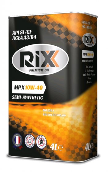 2 069 р. Масло моторное MP X SL/CF 10W40 п/синт.4л RIXX RIXX rx0002mpx RIXX rx0002mpx  с доставкой в г. Пермь. Увеличить фотографию 1