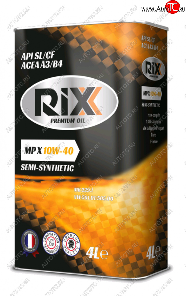 2 069 р. Масло моторное MP X SL/CF 10W40 п/синт.4л RIXX RIXX rx0002mpx RIXX rx0002mpx  с доставкой в г. Пермь