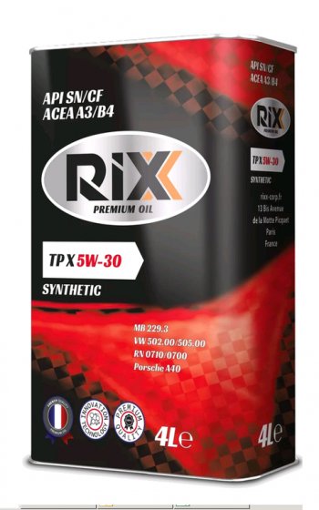 2 499 р. Масло моторное TP X SN/CF А3/В4 5W30 синт.4л RIXX RIXX rx0012tpx RIXX rx0012tpx  с доставкой в г. Пермь. Увеличить фотографию 1