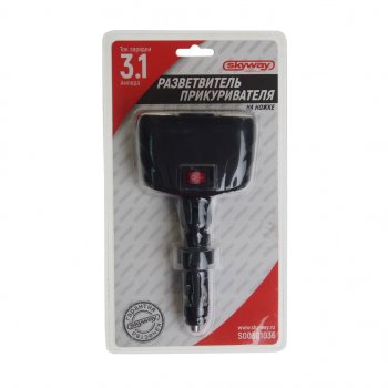 999 р. Разветвитель прикуривателя 2-х гнездовой 12V 2USB SKYWAY SKYWAY s00301036  с доставкой в г. Пермь. Увеличить фотографию 1