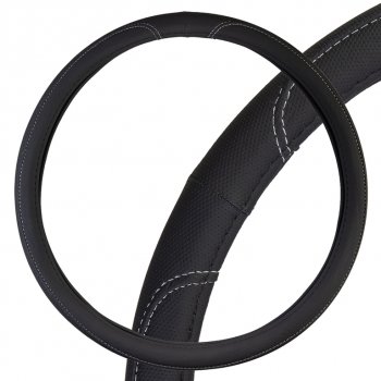 649 р. Оплетка руля (XXXL) 46-48см экокожа черно-серая SKYWAY SKYWAY s01102493  с доставкой в г. Пермь. Увеличить фотографию 1