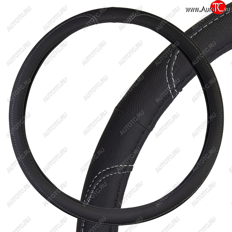 649 р. Оплетка руля (XXXL) 46-48см экокожа черно-серая SKYWAY SKYWAY s01102493  с доставкой в г. Пермь