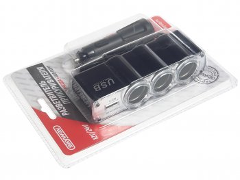 379 р. Разветвитель прикуривателя 3-х гнездовой 12V 1USB SKYWAY SKYWAY s02301007  с доставкой в г. Пермь. Увеличить фотографию 2
