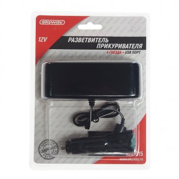 569 р. Разветвитель прикуривателя 4-х гнездовой 12V 1USB SKYWAY SKYWAY s02301015  с доставкой в г. Пермь. Увеличить фотографию 1