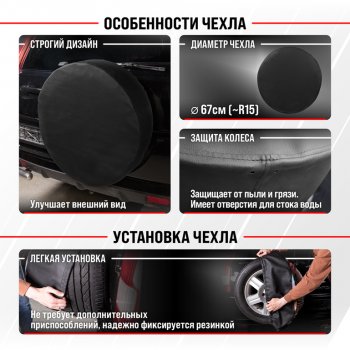 989 р. Чехол на запасное колесо R-15 d=67см экокожа черный SKYWAY SKYWAY s06301045  с доставкой в г. Пермь. Увеличить фотографию 2