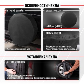 1 079 р. Чехол на запасное колесо R-15 d=67см оксфорд черный SKYWAY SKYWAY s06301065  с доставкой в г. Пермь. Увеличить фотографию 2