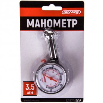 202 р. Манометр шинный механический 3.5атм. SKYWAY SKYWAY s07701003  с доставкой в г. Пермь. Увеличить фотографию 2